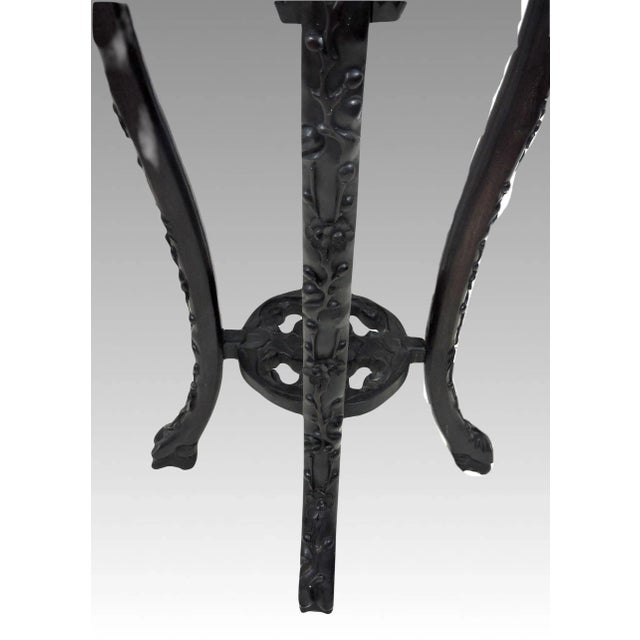 Coffee Antique Chinese Carved Rosewood & Inset Marble Top Four Dragons Pedestal or Plant Display Stand For Sale - Image 8 of 8