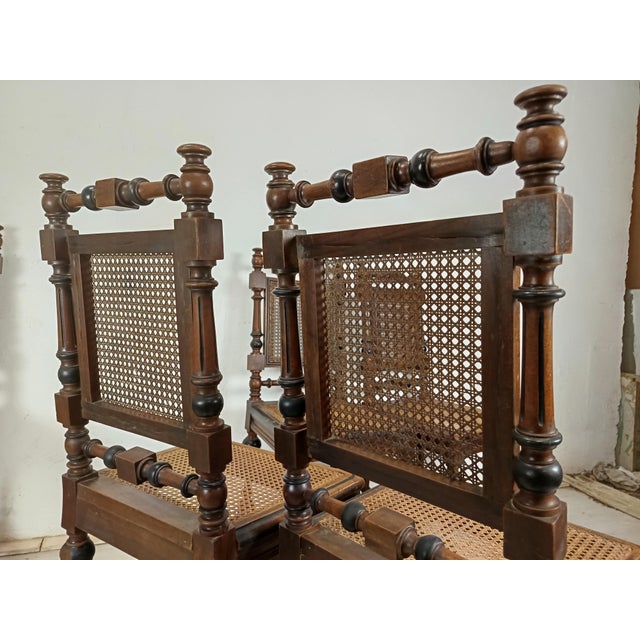 Antique Cane Chairs in Walnut, Set of 9 For Sale - Image 11 of 18