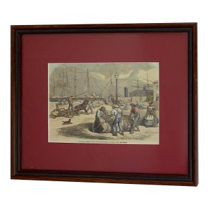 Early 20th Century Framed Lithograph of Nassau Ship Unloading