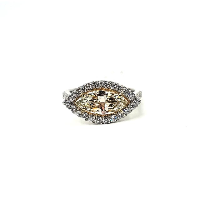 1.34 Ct Natural Yellow Marquise Diamond Ring, Size 6.5 For Sale - Image 9 of 9