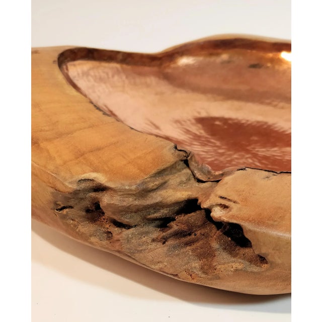 Late 20th Century Vintage Copper Wood Bowl For Sale - Image 9 of 13