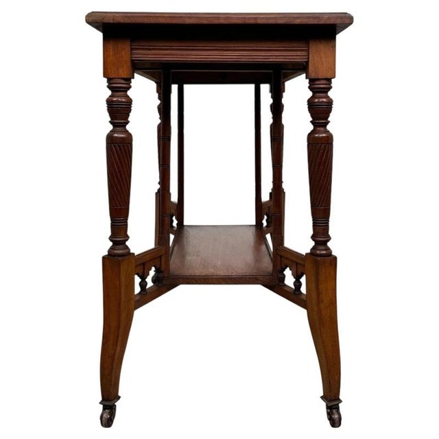 Wood Antique Early 20th Century English Edwardian Walnut Side Table For Sale - Image 7 of 10