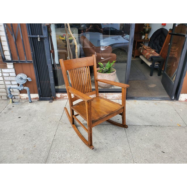 Wood 1920s Oak Rocking Chair For Sale - Image 7 of 12