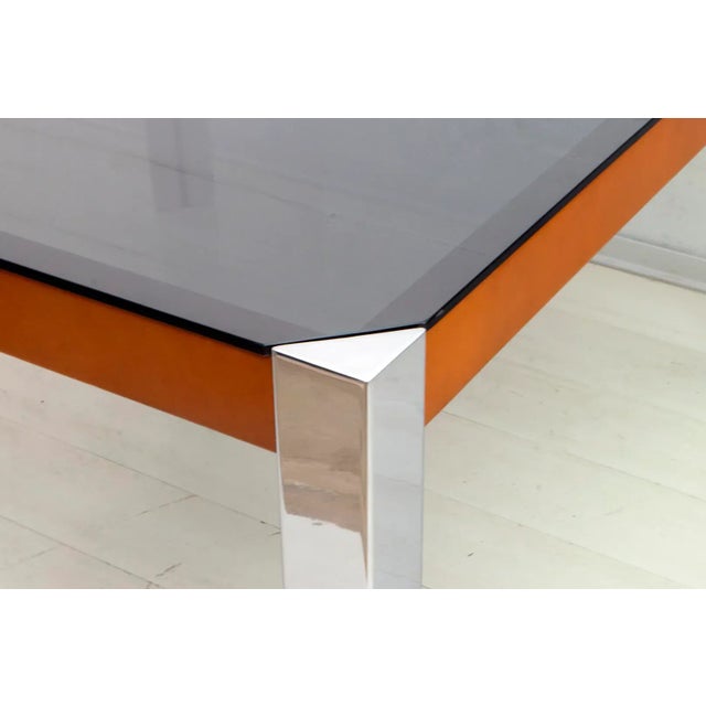 Mid-Century Modern Mid-Century Italian Chrome Metal and Leather Dining Table, 1970s For Sale - Image 3 of 9