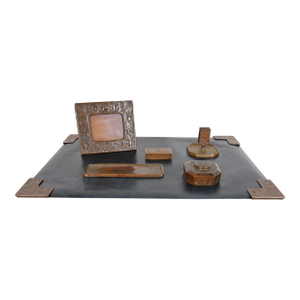 Tiffany Studios New York Zodiac Bronze Six-Piece Desk Set, Circa 1910