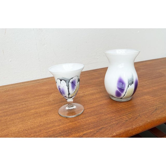 Vintage German Glass Vase and Goblet by Hans Jürgen Richartz for Richartz Art Collection, Set of 2 For Sale - Image 14 of 18