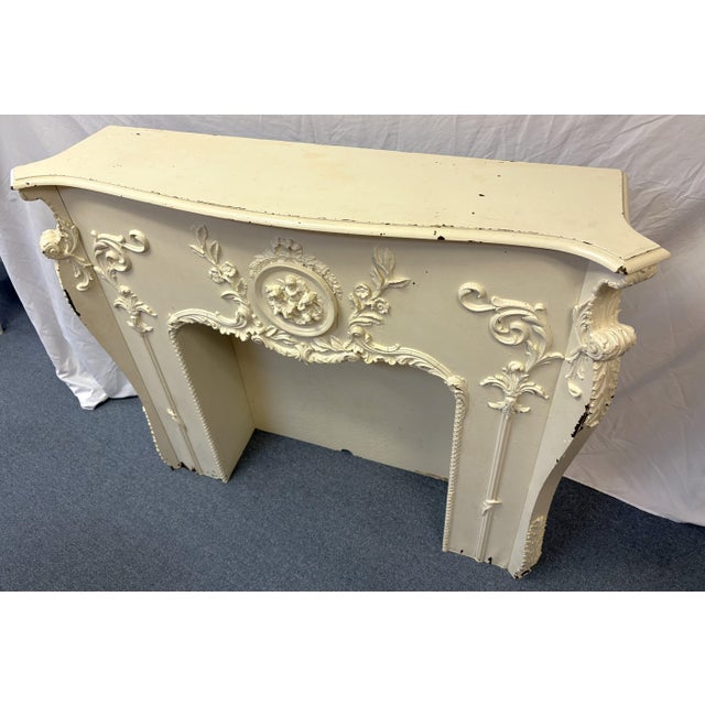 Architectural Salvage Antique French Fireplace Mantel With Cherub and Foliate Details For Sale - Image 12 of 18