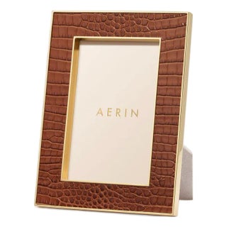 AERIN Classic Croc Leather Frame, Chestnut - 4" x 6" For Sale