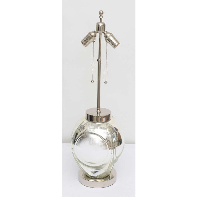 Mid-Century Modern Polished Chrome & Mercury Glass Table Lamp Base For Sale - Image 4 of 10