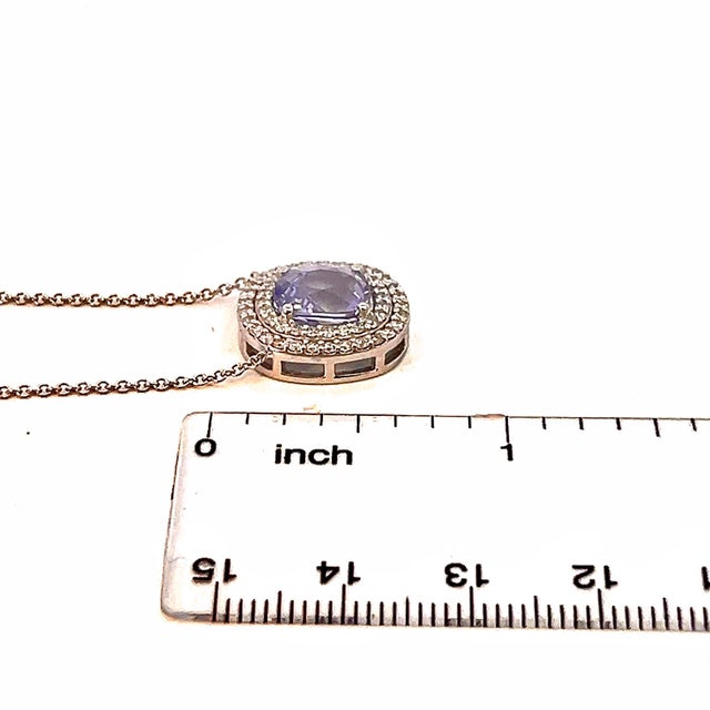 Natural Sapphire Diamond Pendant 18" 14k WG 3.84 TCW Certified For Sale - Image 9 of 12
