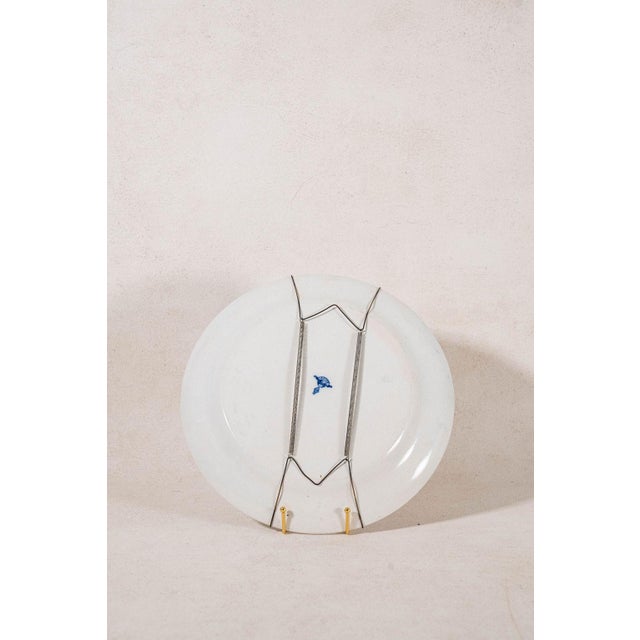 English Antique Minton Delft Large Round Serving Platter | 12.75” (Wall Bracket Included) For Sale - Image 3 of 3