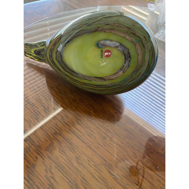 Oiva Toikka Iittala Teal Glass Bird For Sale - Image 9 of 10