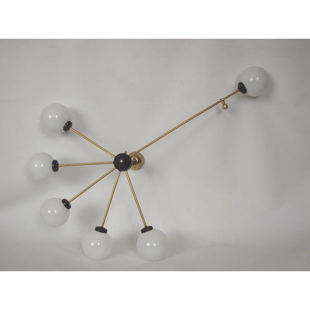 1960s Vintage Brass and Glass Chandelier from Stilnovo, 1960s For Sale - Image 5 of 9