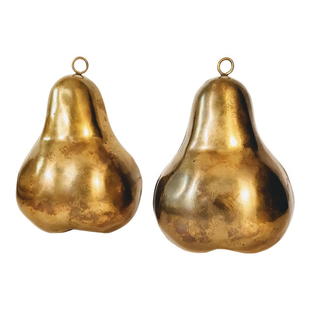 Mid Century Brass Pears Fruit - a Pair For Sale