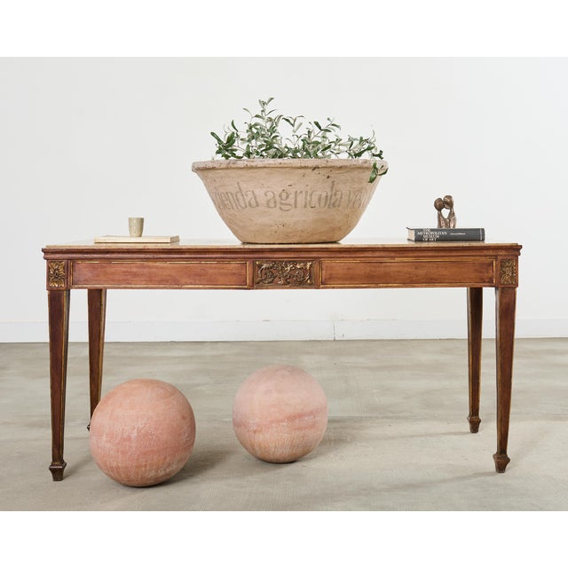 Neoclassical Grand French Neoclassical Marble Top Library or Console Table For Sale - Image 3 of 18