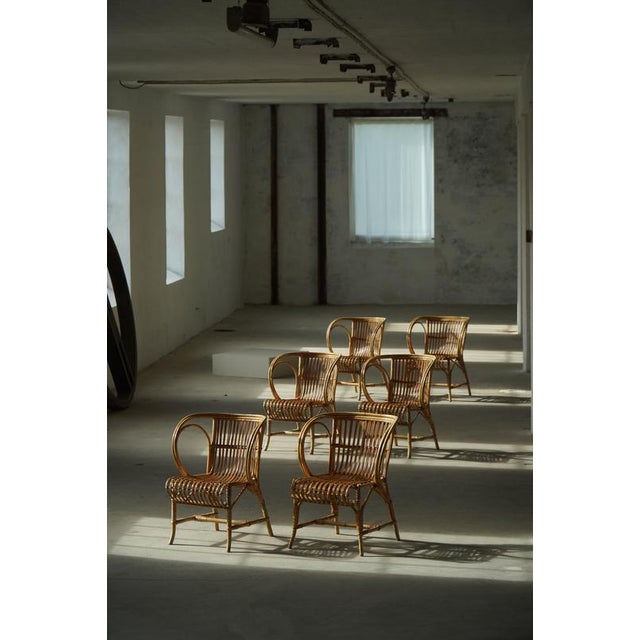Danish Modern Bamboo Dining Chairs by Robert Wengler, 1930s, Set of 6 For Sale - Image 4 of 18