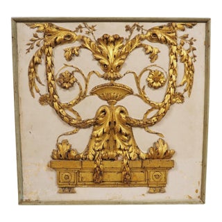 Small and Delicately Carved and Lacquered Giltwood Panel From France, 19th C. For Sale