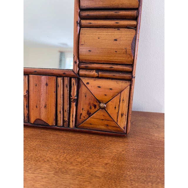 Ornamental & Decorative Materials 1990s Arched DemiLune Faux Bamboo Mirror For Sale - Image 7 of 11