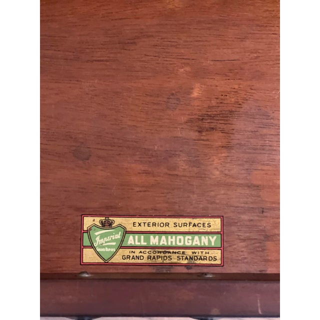 1940s Mahogany Chippendale Style Coffee Table With Leather Top and Drawers by Imperial For Sale - Image 12 of 12