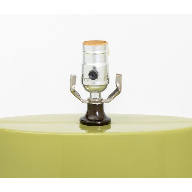 Modern Late 20th Century Modernist Lime Green Glazed Ceramic Lamps, Pair For Sale - Image 3 of 6