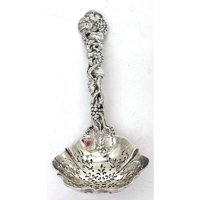 Late 19th Century Victorian Pierced Sterling Fruit or Sugar Sifter by George Angell, London, 1871 For Sale - Image 5 of 12