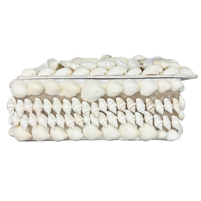 Coastal Vintage White Square Shell-Encrusted Trinket Box For Sale - Image 3 of 6