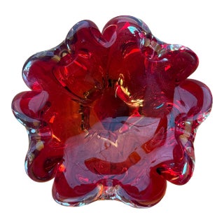 Vintage Italian Art Glass Tray After Murano For Sale