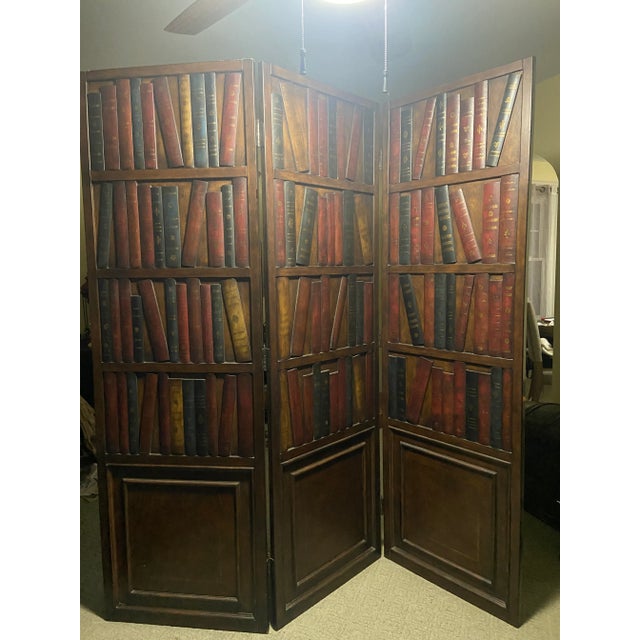Mid 20th Century Maitland Smith Style Leather Book Screen Room Divider For Sale - Image 5 of 14