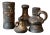 Brutalist Ceramic Lava Style Vases and Candle Holders, Set of 4 For Sale