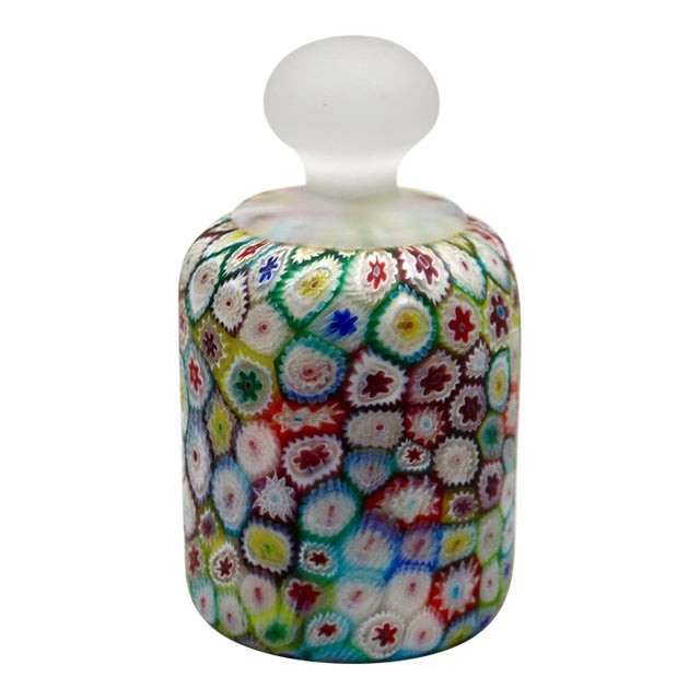 Mid-20th Century Murano Fratelli Toso Millefiori Art Glass Paperweight Container For Sale