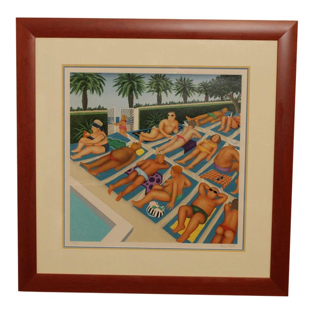 Sunbathers' Signed Lithograph by Beryl Cook For Sale