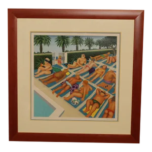 Sunbathers' Signed Lithograph by Beryl Cook