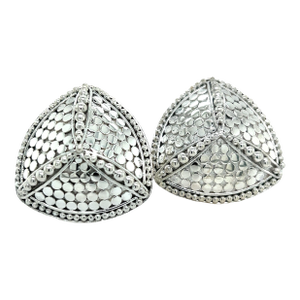 1990s John Hardy Estate Clip on Triangle Dot Earrings Silver, A Pair