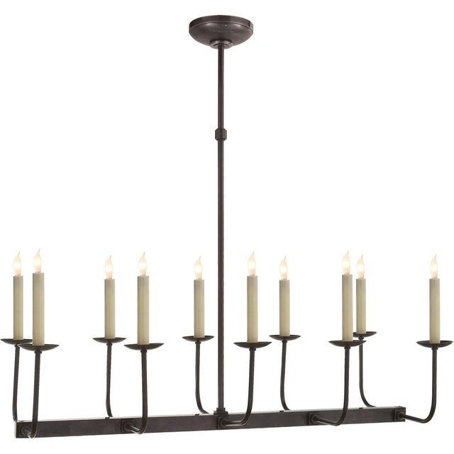Modern Chapman & Myers for Visual Comfort Signature Linear Branched Chandelier in Bronze For Sale - Image 3 of 4