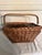 French Vintage Wicker French Market Basket With Bicycle Mount & Carrying Handle For Sale - Image 3 of 12