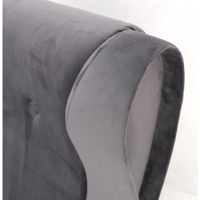 Pair Italian Mid-Century Modern Brass Legs Grey Arm Lounge Chairs For Sale - Image 14 of 17