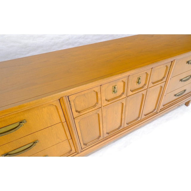 Tangerine Mid Century 80” Long 9 Drawers Dresser Credenza Two Drawer Compartment MINT For Sale - Image 8 of 17