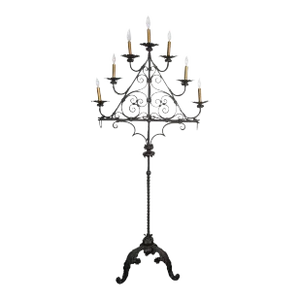 Gothic Wrought Iron Candelabra Style Floor Lamp