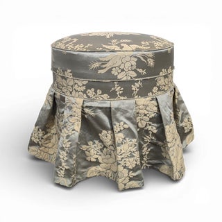 Vintage Embroidered Silk Ottoman For Sale