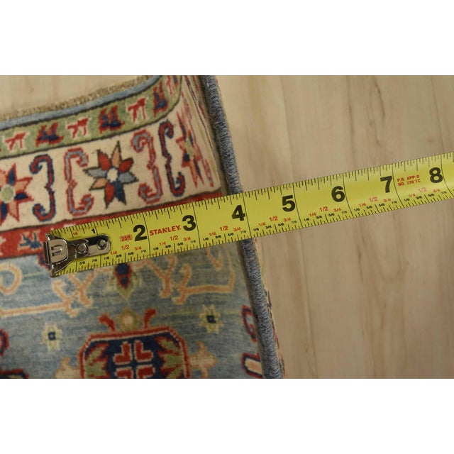 Blue Kazak Rug 2’10” X 4′ Blue Wool Tribal Hand-Knotted Oriental Carpet For Sale - Image 8 of 10