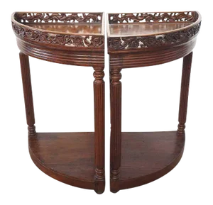 Indo-Portuguese Mahogany Corner Gallery Tables - A Pair