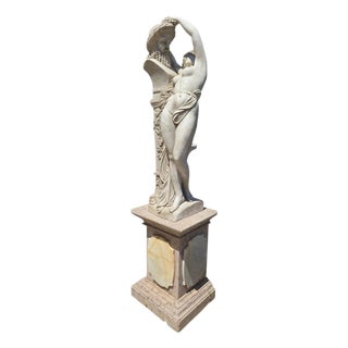 Italian Artist, Greek Revival Sculpture of a Female Figure with the Bust of Dionysus, 1970, Marble For Sale
