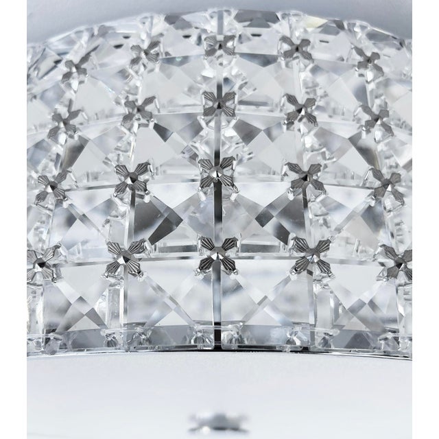1990s Glass, Crystal and Chrome Flush Mount Ceiling Light Fixture For Sale In Miami - Image 6 of 10