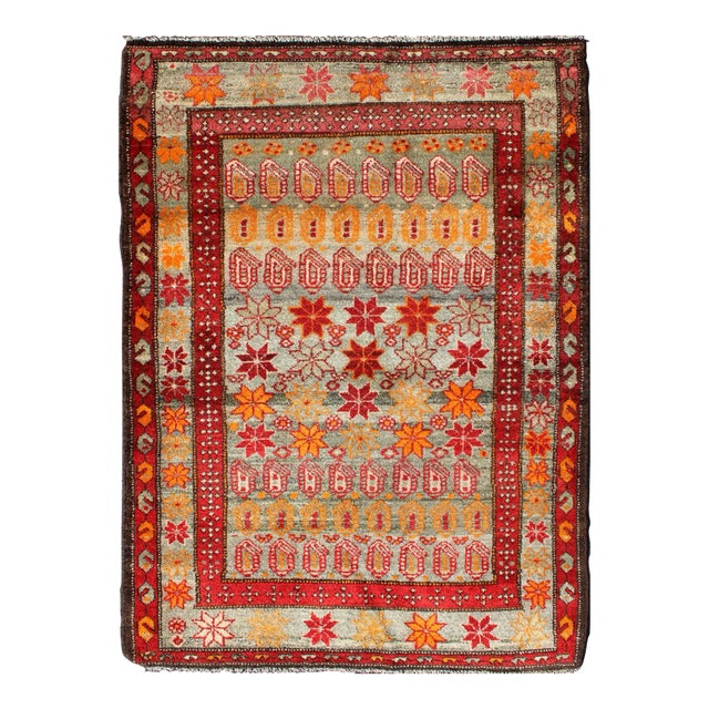 Antique Persian Hamadan Rug With Colorful Star Motif and Repeating Medallion For Sale