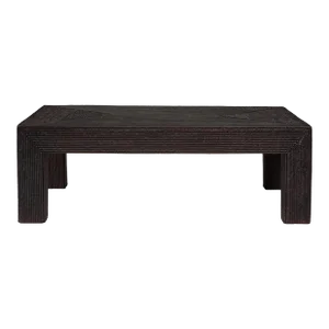 Dark Brown Parsons Legs Country Style Woven Rattan Coffee Table, Vintage