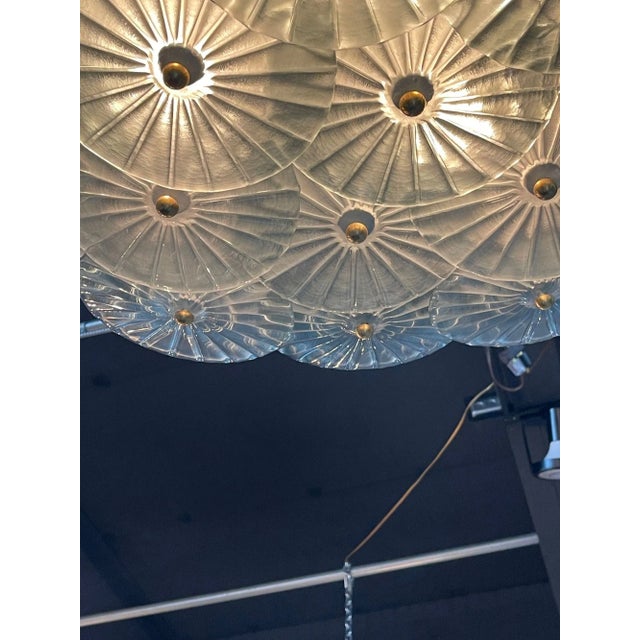 Green Murano Disc Flush Mount Chandelier For Sale - Image 8 of 9