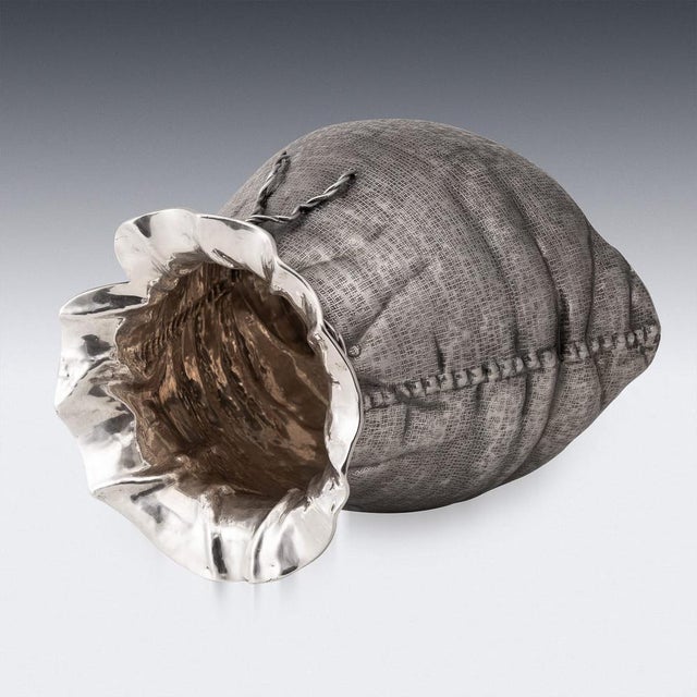 Metal Italian Silver Sack Champagne Cooler by Romeo Miracoli, Milan, 20th Century For Sale - Image 7 of 18