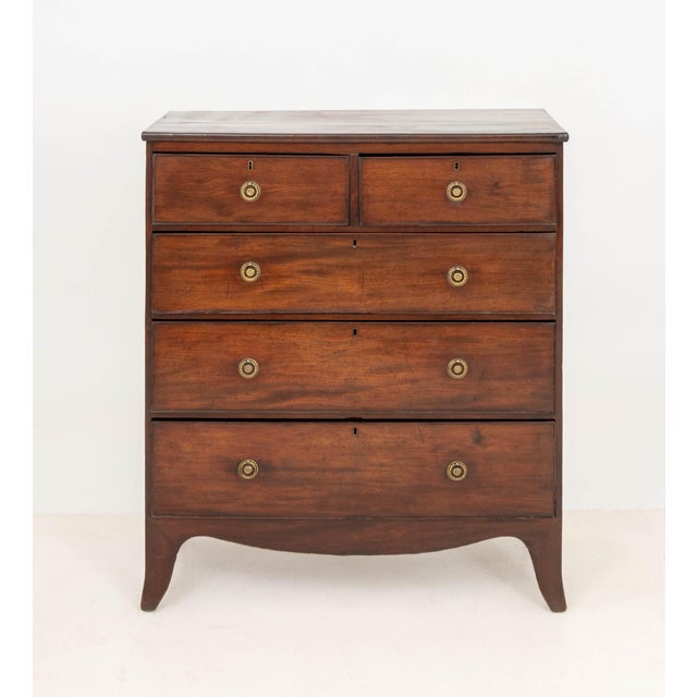 Regency Mahogany Chest of Drawers, with two short drawers above three long drawers. 47" H x 41.5" W x 19.75" D....