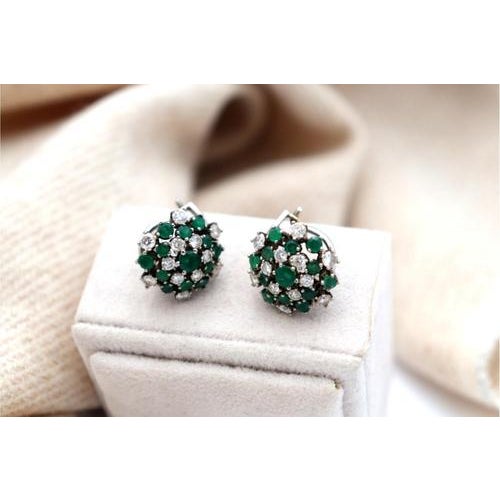 White Gold Shower-Shaped Earrings with Brilliant-Cut Diamonds, Set of 2 For Sale - Image 5 of 10