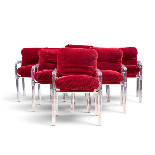 Jeff Messerschmidt Pipeline Series II Mid Century Lucite and Aluminum Dining Chairs - Set of 6 Each chair measures: 22.75...